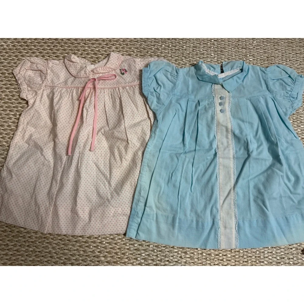Vintage Baby Girl Lot Carters Smocked Lace Embroidered Dresses Bloomers 50's